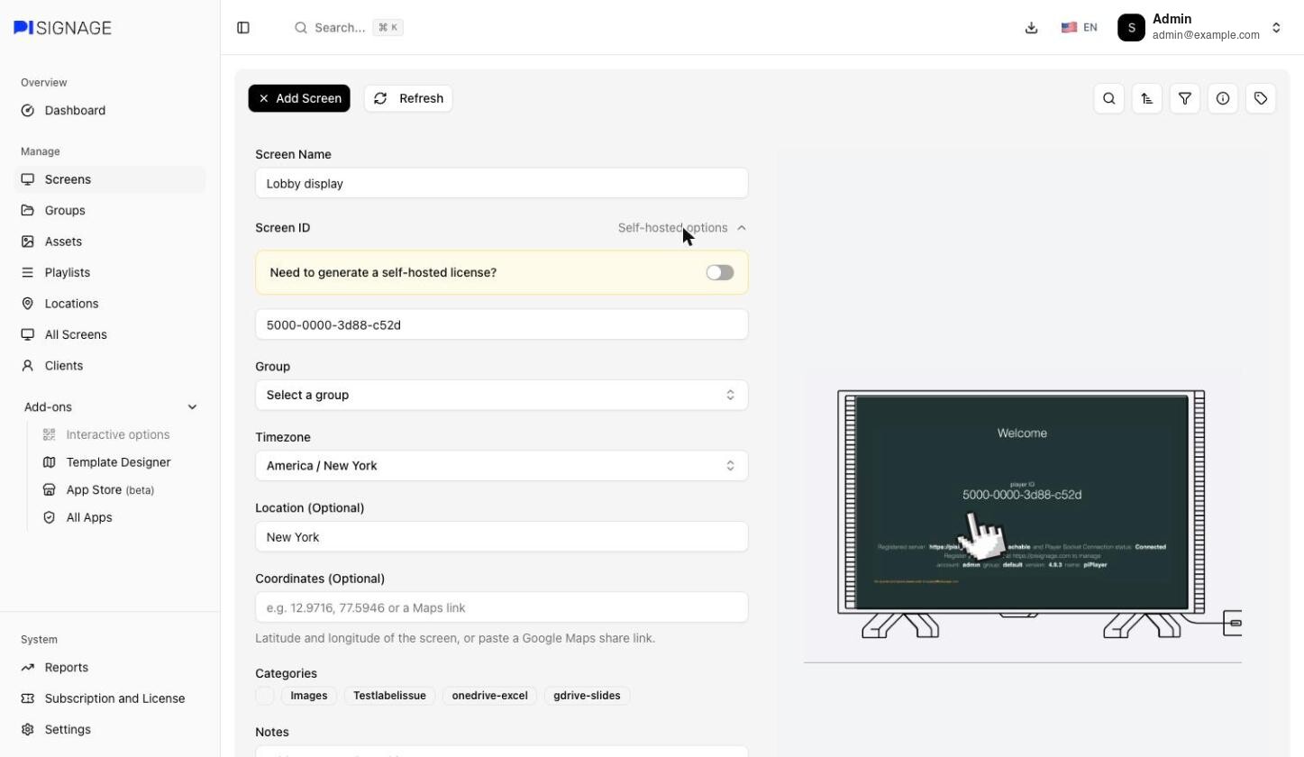 The Self-hosted options expanded, showing the self-hosted license switch