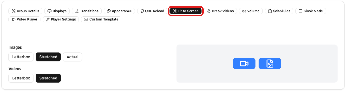Fit to Screen section