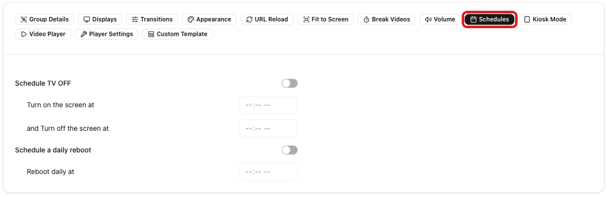 Schedules section