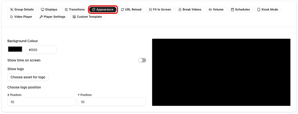 Appearance section